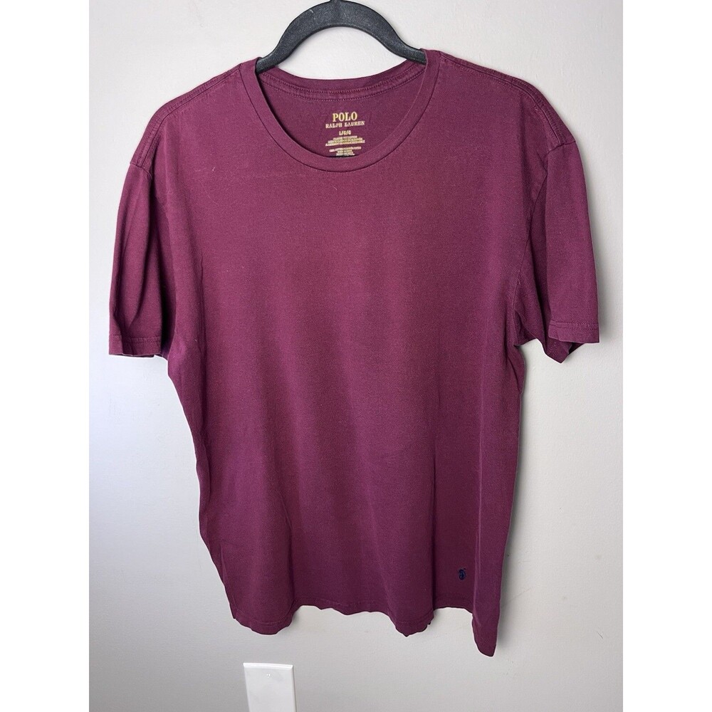 Polo Ralph Lauren Men Size L Red Solid Short Sleeve Crew-Neck T-Shirt Blue Pony